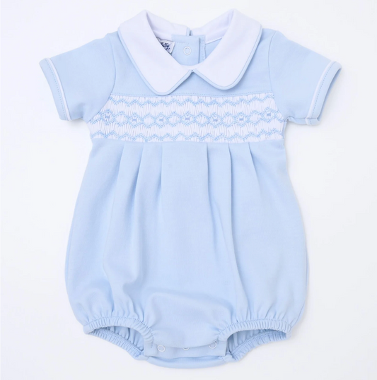 Hudson Smocked Bubble - Light Blue
