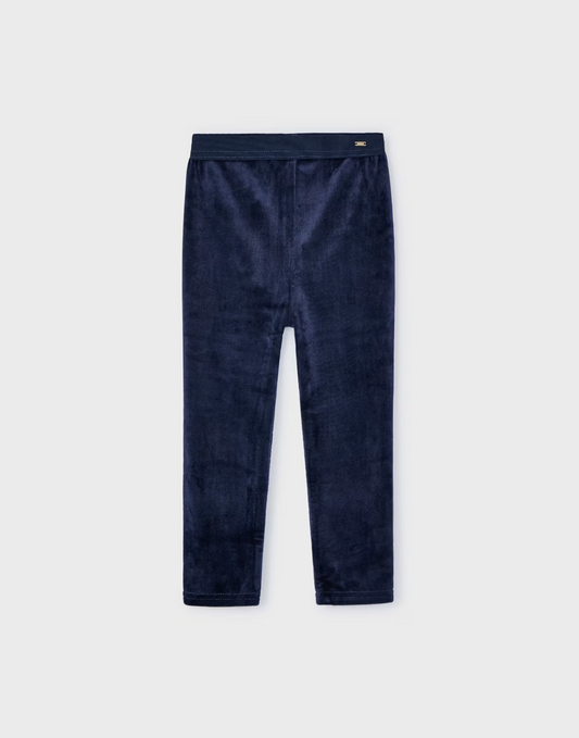 Mayoral Girls Velvet Leggings - Navy