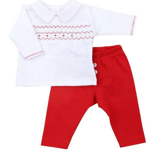 Clara and Caden Smocked Boys Two Piece Set