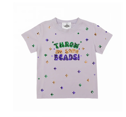 Throw Me Some Beads Sequin Kids Shirt