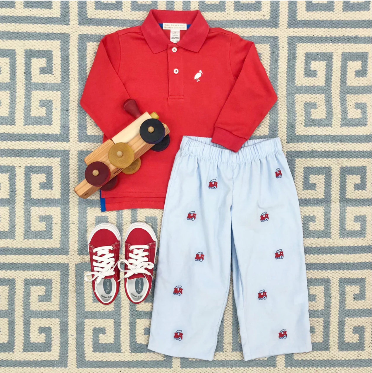 Long Sleeve Prim & Proper Polo & Onesie - Richmond Red