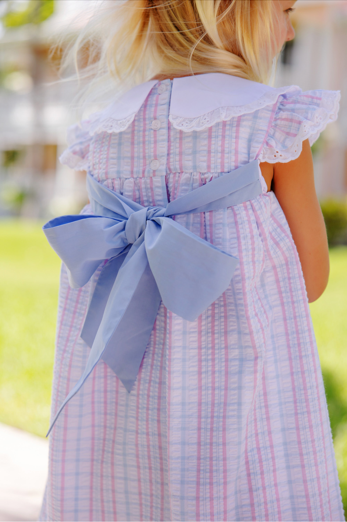 Franny Frock - Beale Street Blue and Hamptons Hot Pink Sewanee Seersucker