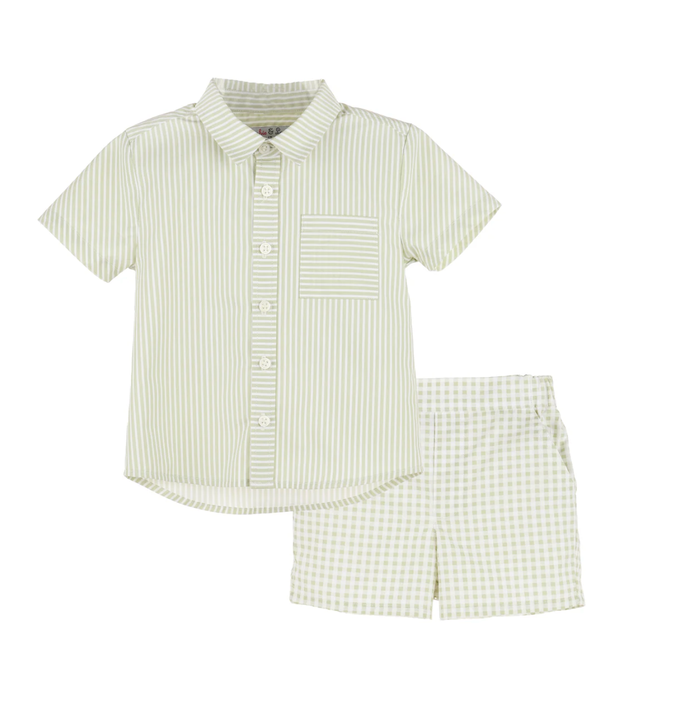 Sophie and Lucas Fresh Check Boy Short Set - Green