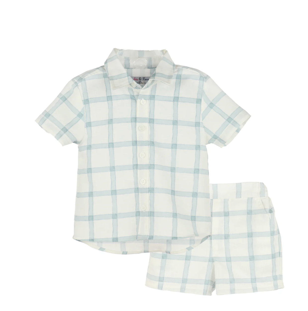 Sophie and Lucas WaterColor Boy Short Set - Blue