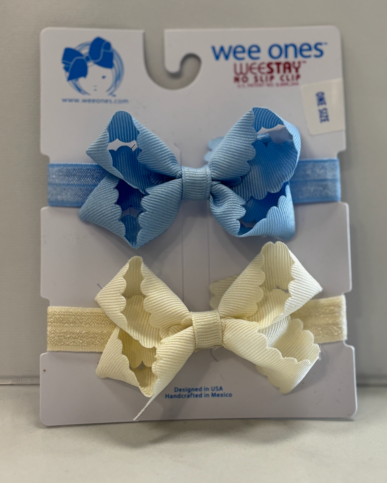 Two Mini Scallop Bows With Bands - Multiple Color Options