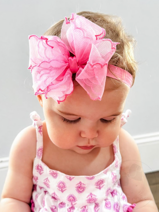 Medium Organza Scallop Stitched Headband - Multiple Color Options