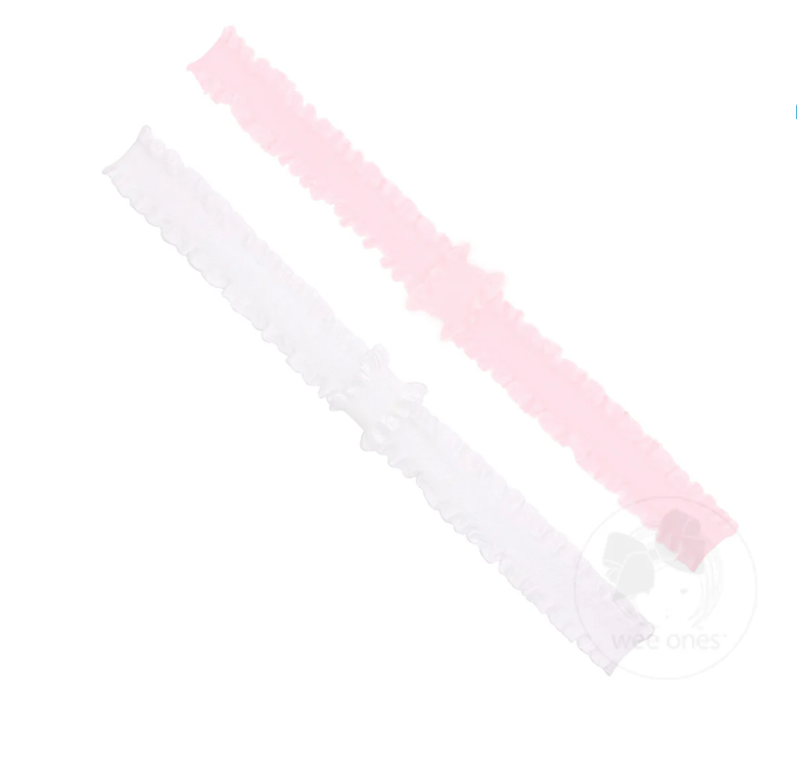 Ruffle Edge Baby Bands - Pink/White