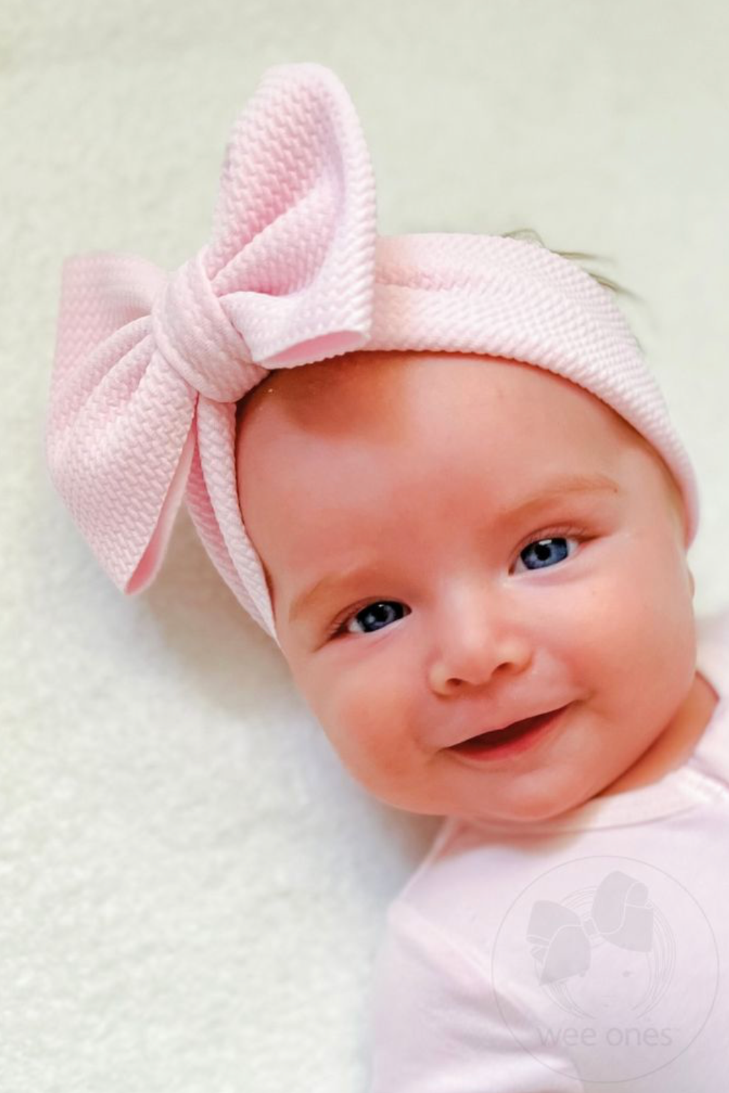 Ripple-Textured Baby Girls Bowtie Headband - Multiple Color Options