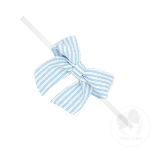 Mini Seersucker Fabric Bowtie Headband - Multiple Color Options