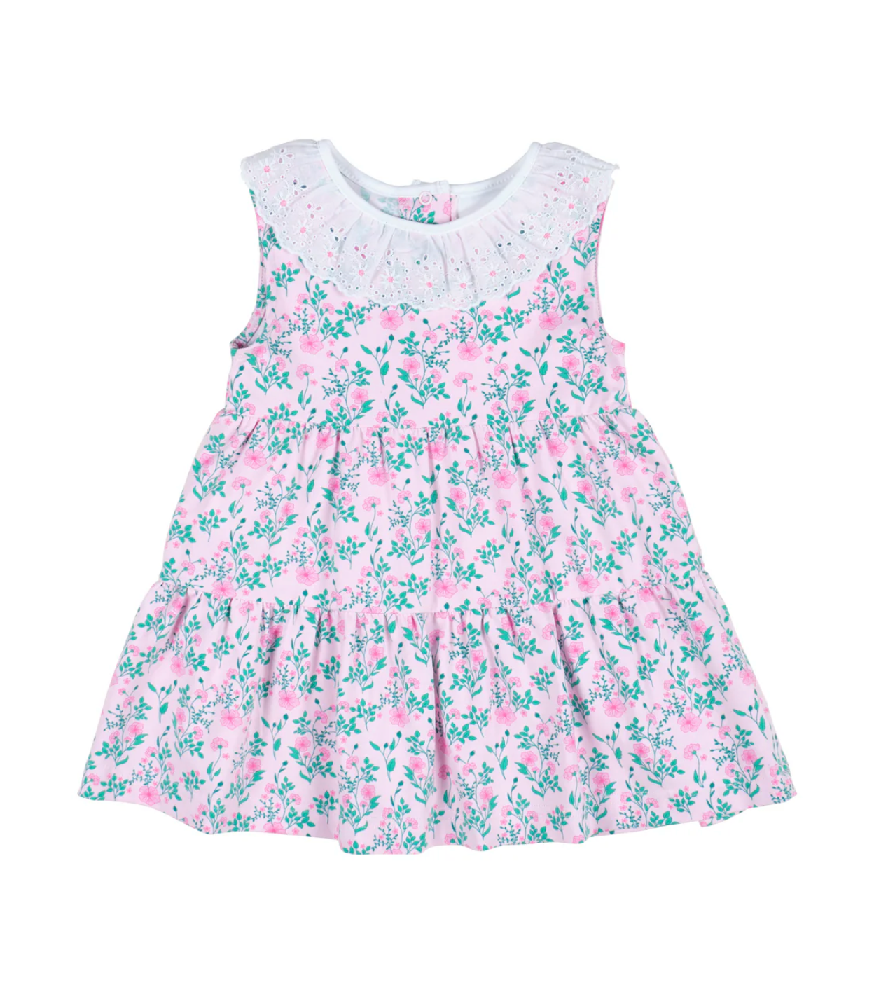 Floral Print Dress with Eyelet Collar