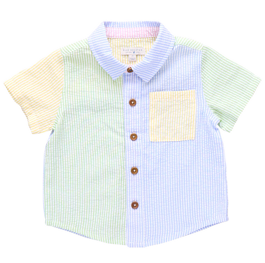 Boys Jack Shirt - Color Block Seersucker