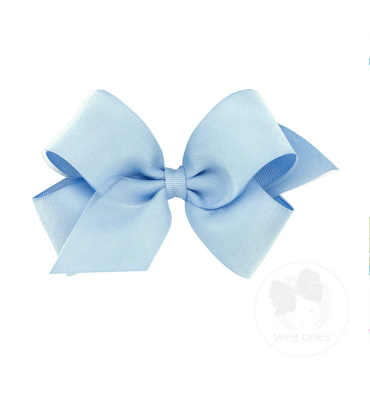 Medium Organza & Grosgrain Overlay Hair Bow - Multiple Color Options