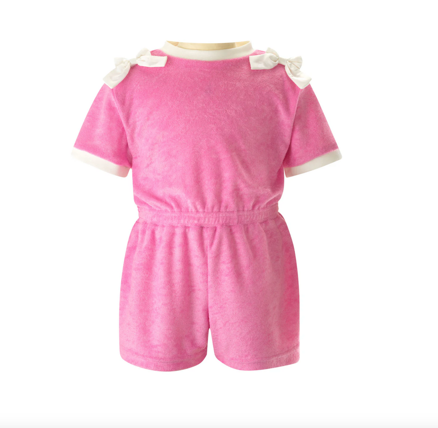 Pink Bow Toweling Playsuit