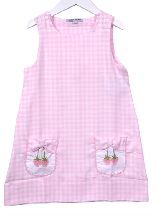 Sweet Dreams Strawberry Embroidered Dress