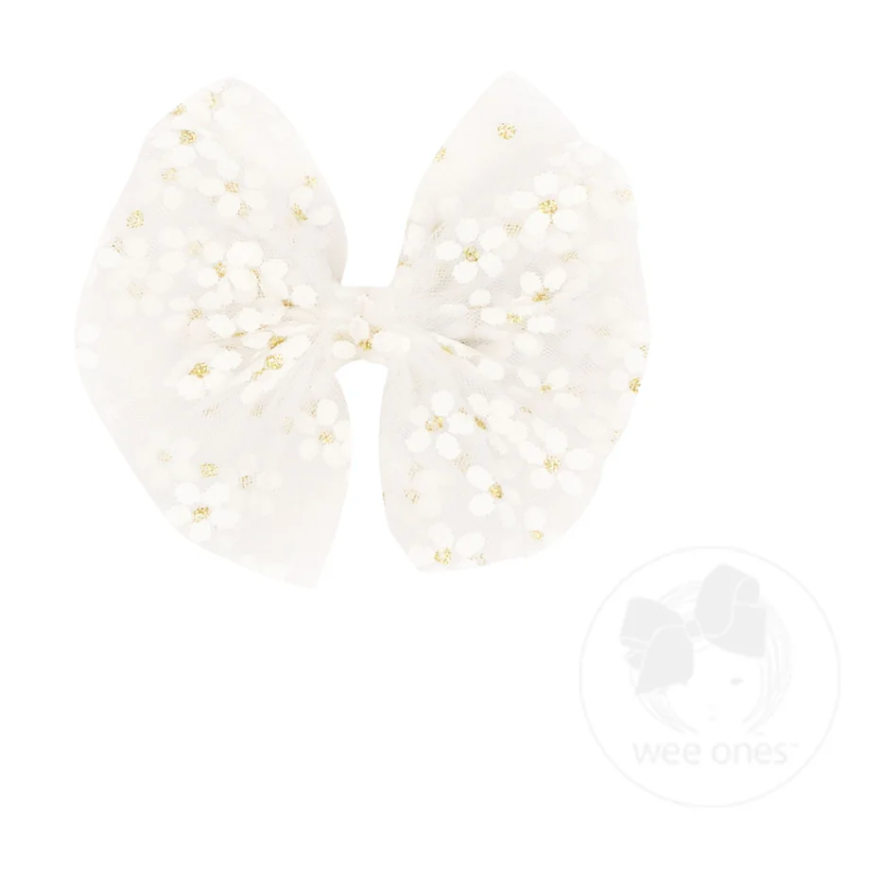 Medium Flower Tulle Bowtie - Multiple Color Options