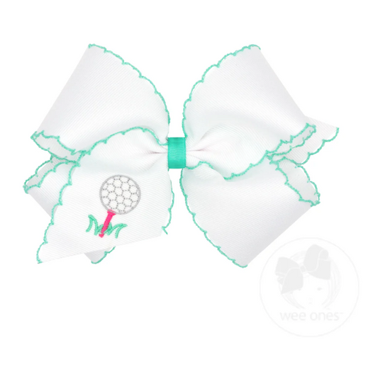 Medium Grosgrain Bow with Golf Tee Embroidery