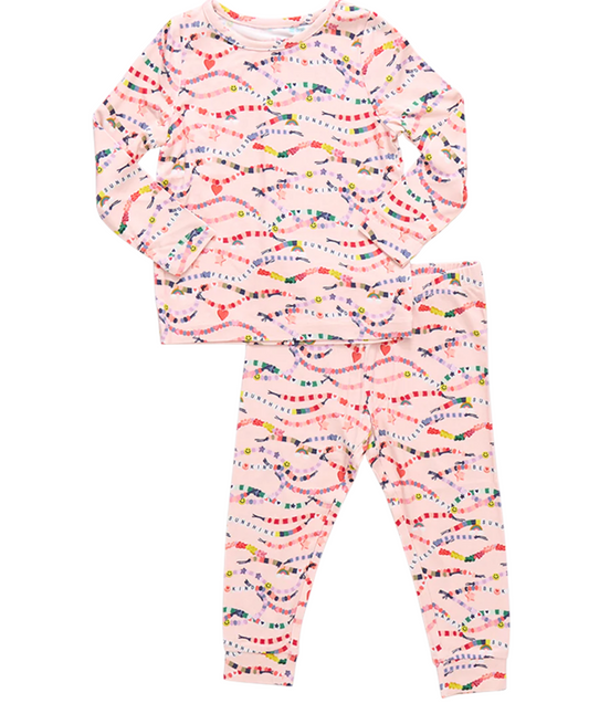 Pink Chicken Friendship Bracelet Era Bamboo PJ Set