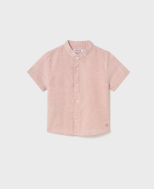 Linen Shirt Mandarin Collar - Tile