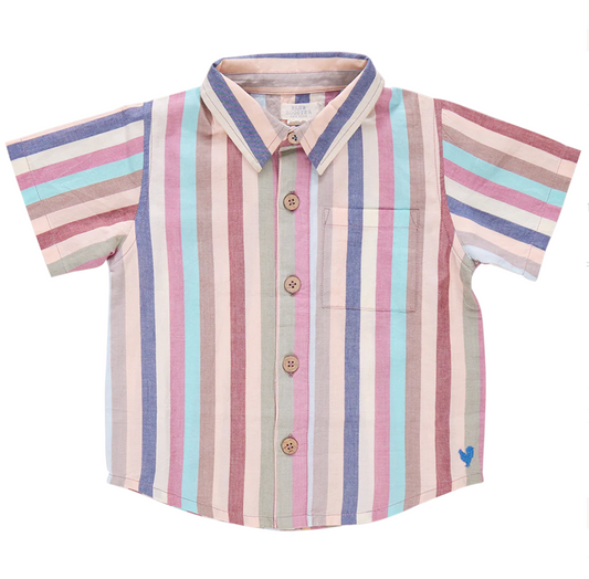 Pink Chicken Boys Jack Shirt - Multi Vintage Stripe