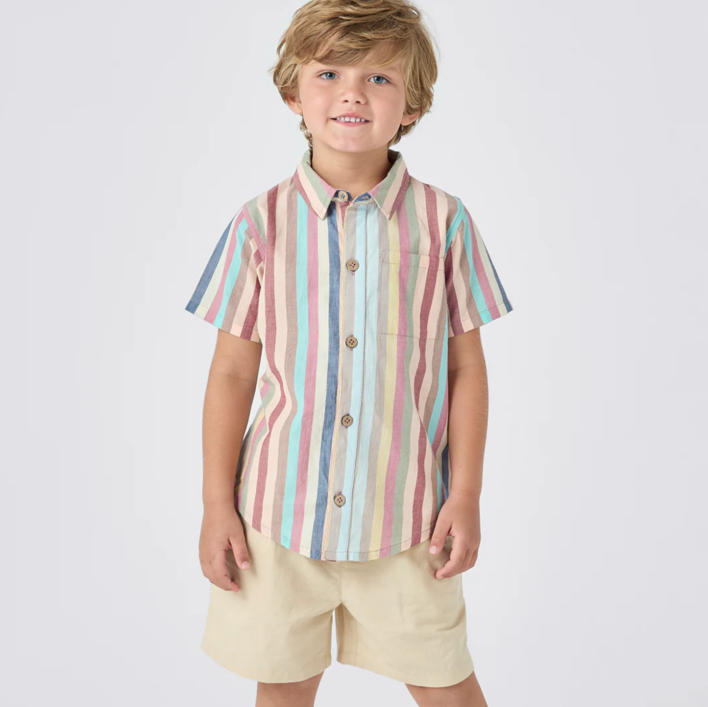 Pink Chicken Boys Jack Shirt - Multi Vintage Stripe