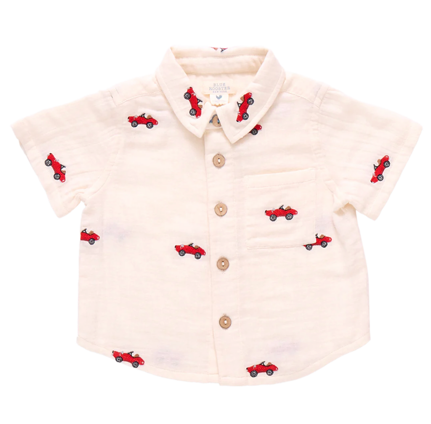 Pink Chicken Boys Jack Shirt - Vintage Car Embroidery