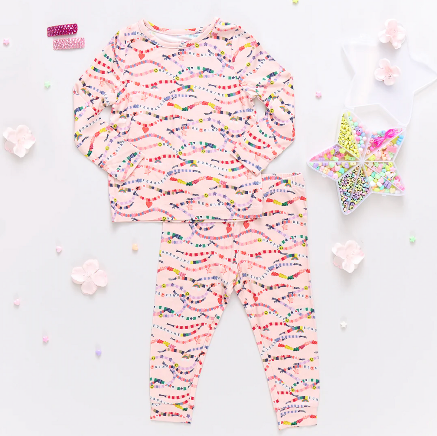Pink Chicken Friendship Bracelet Era Bamboo PJ Set
