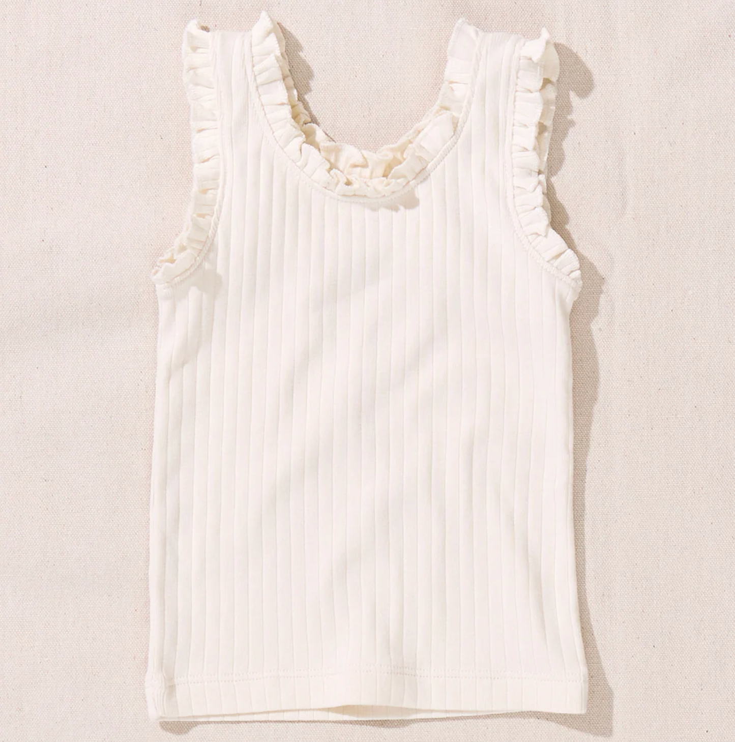 Pink Chicken Joy Ruffle Rib Tank - Cream