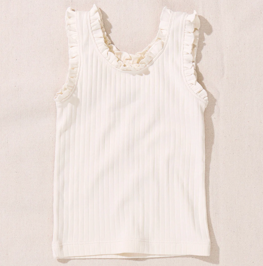 Pink Chicken Joy Ruffle Rib Tank - Cream
