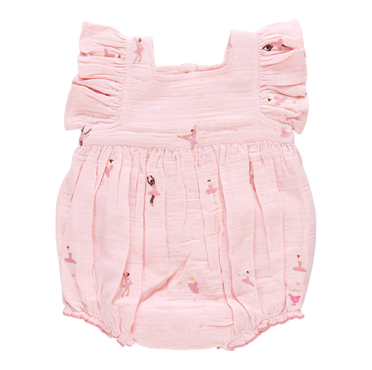 Pink Chicken Elsie Bubble - Ballerina Embroidery
