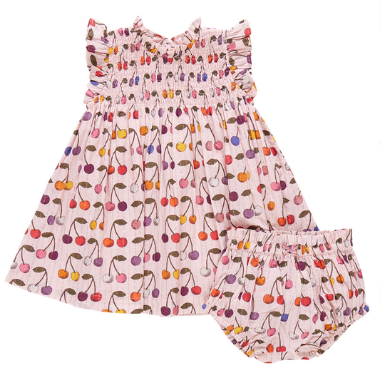 Pink Chicken Baby Girls Stevie Dress Set - Cloud Pink Cherry