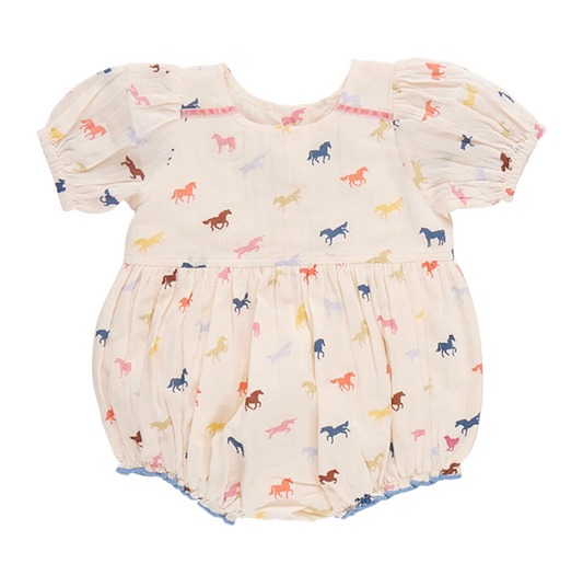 Pink Chicken Baby Girls Charlie Bubble - Multi Tiny Horses