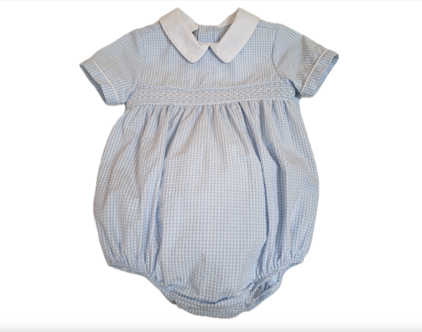 Blue Check Smocked Sun Romper