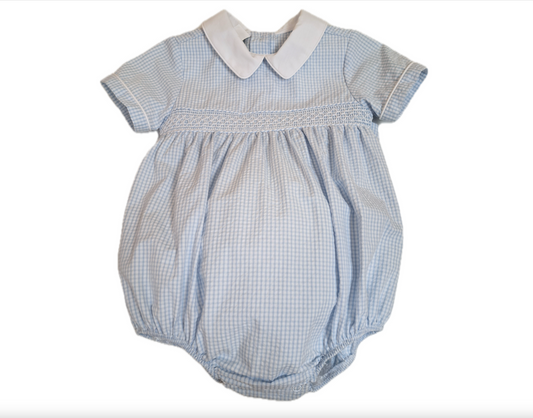 Blue Check Smocked Sun Romper