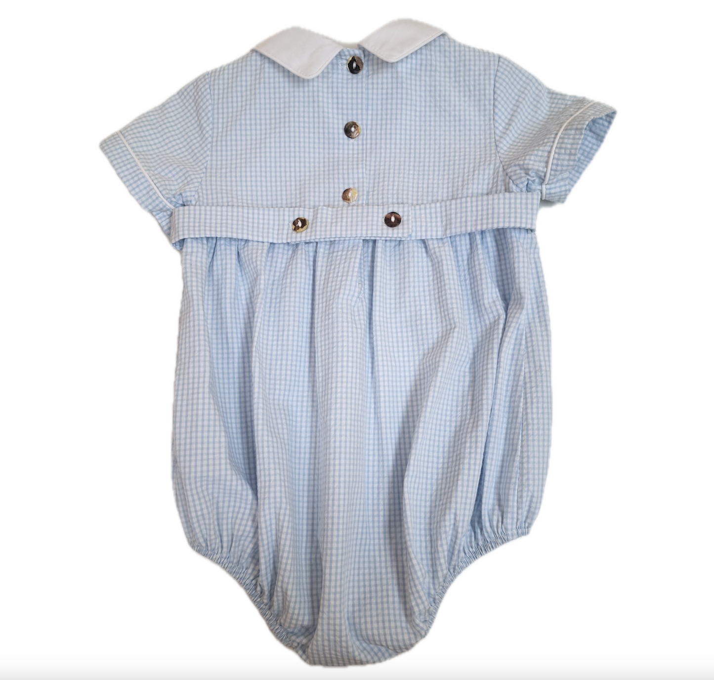 Blue Check Smocked Sun Romper
