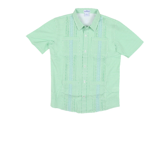 Jade Apple Wave Check Short Sleeve Shirt