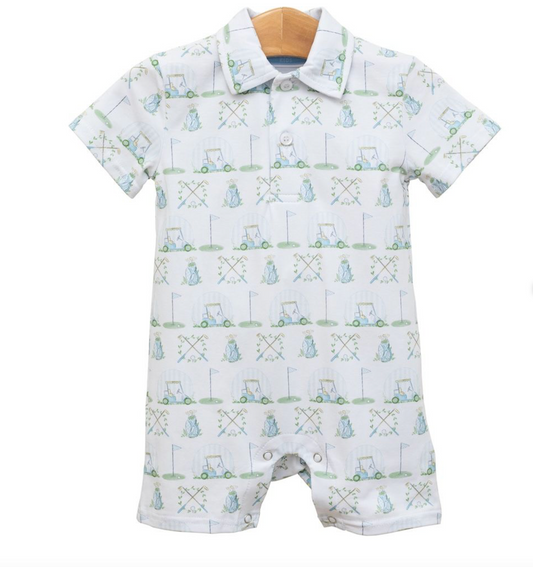 Baby boy Hole in One Polo Romper