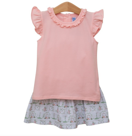 Girls Pink Hole in One Skort Set