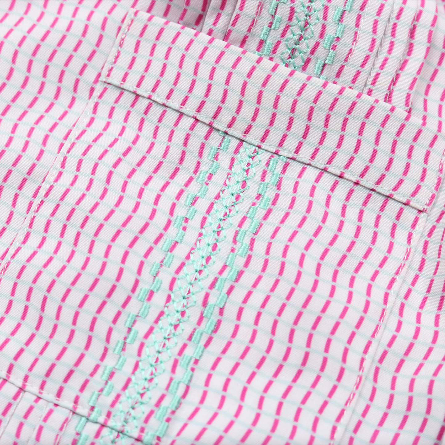 Guayabera - Pink Mint Wave Check Short Sleeve Shirt