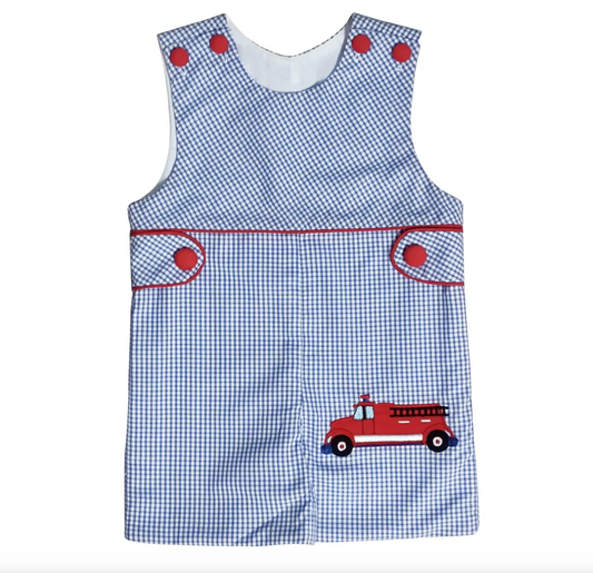 Firetruck Applique Boy's Overall