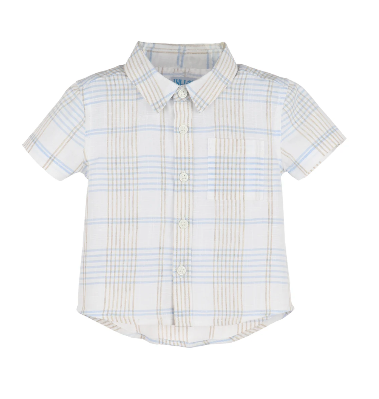 Luli & Me Plaid Boys Button Down - Blue