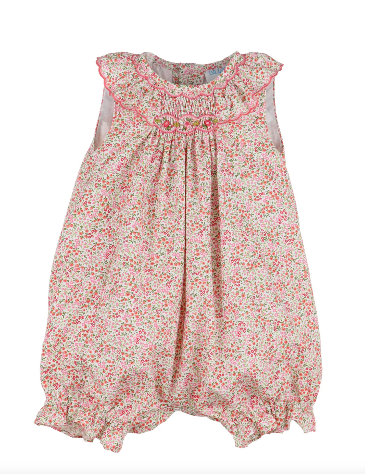 Luli & Me Tiny Floral Smocked Bubble