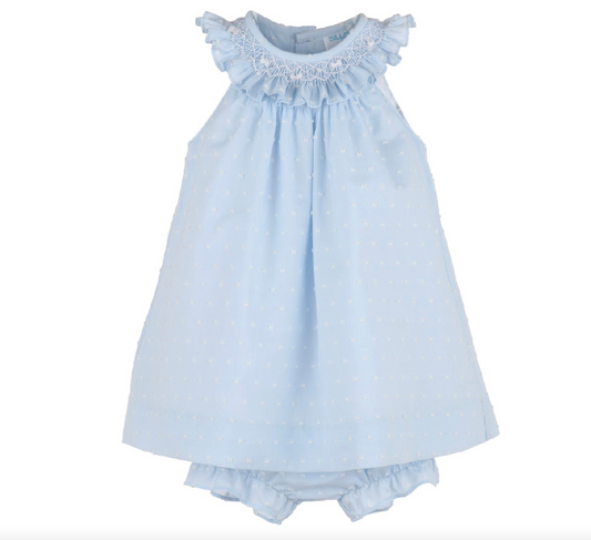 Luli & Me Dotted Swiss Bishop - Blue