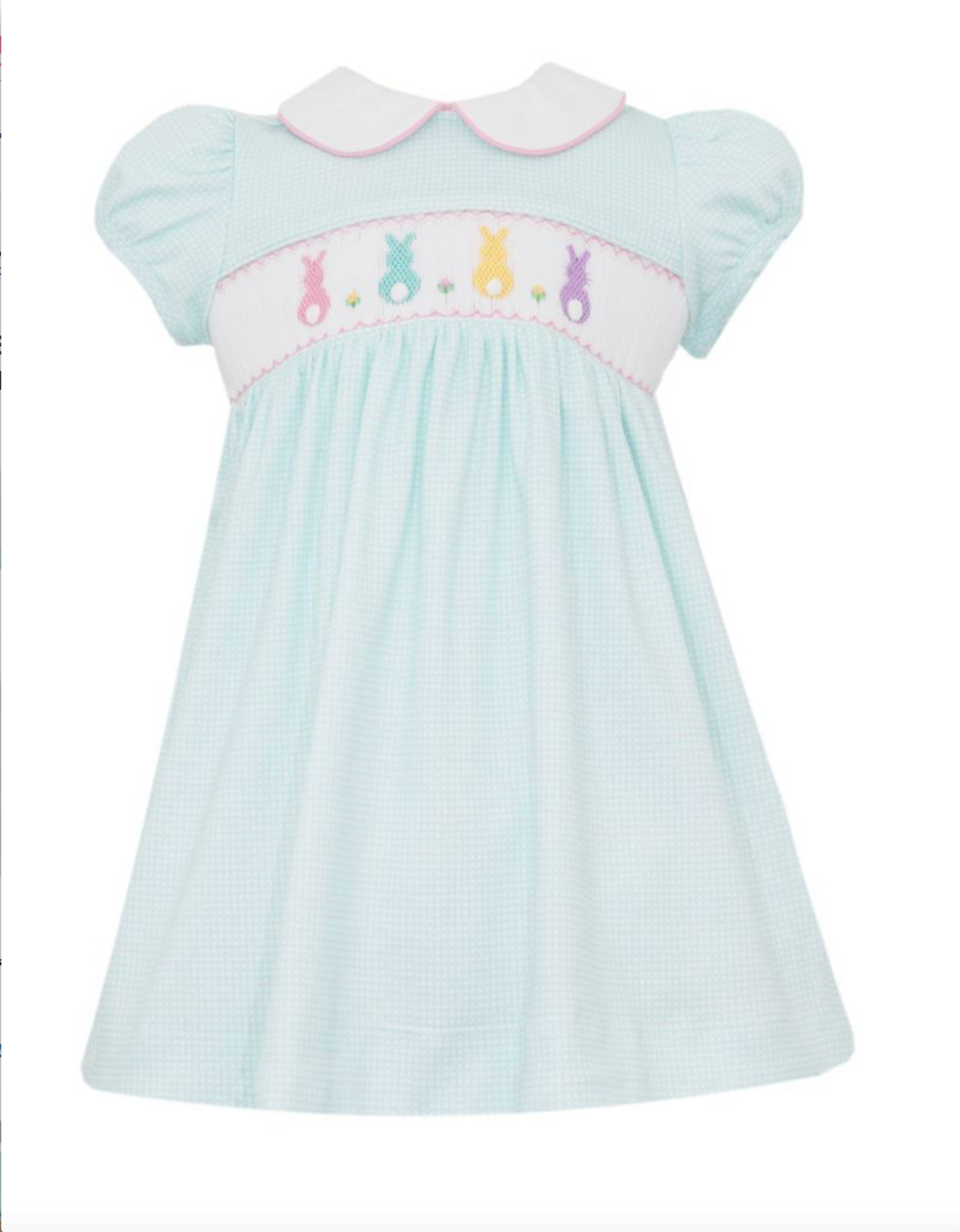Petit Bebe Cotton Tails Aqua Check Knit Dress