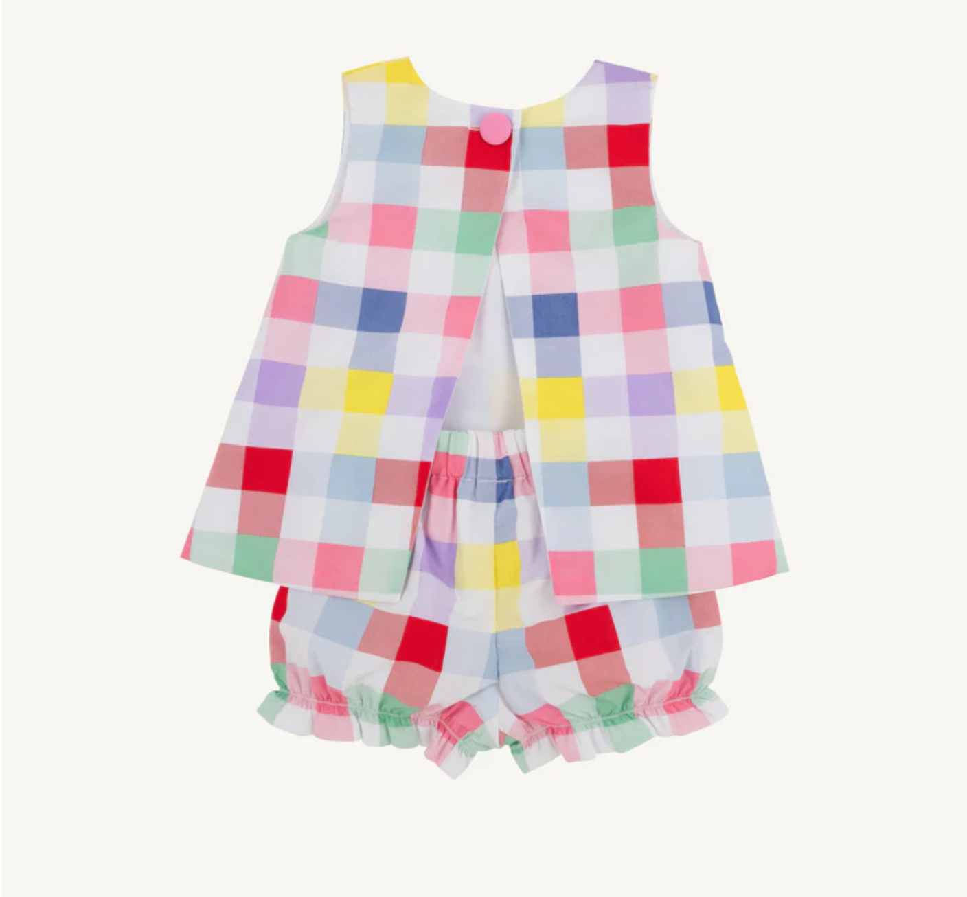 Lucy Boone Button Set - Manchester Check with Hamptons Hot Pink