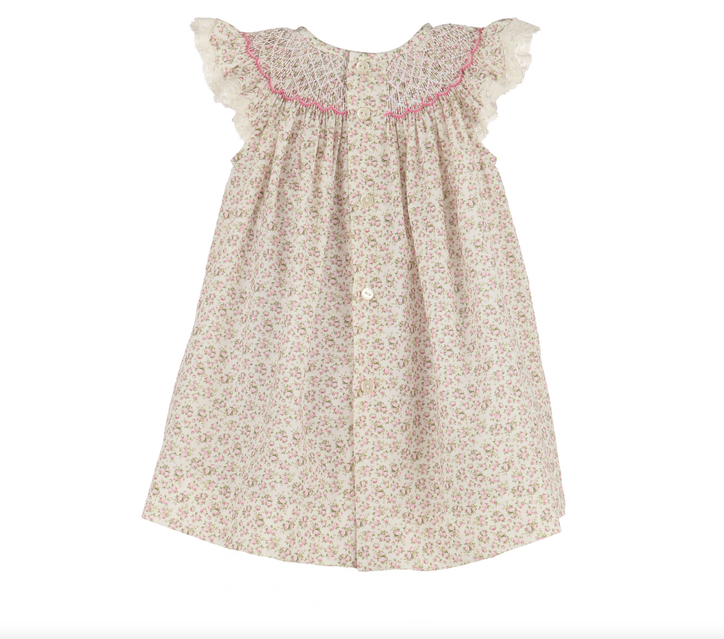 Tea Roses Smock Bishop Pink Dress - Pink
