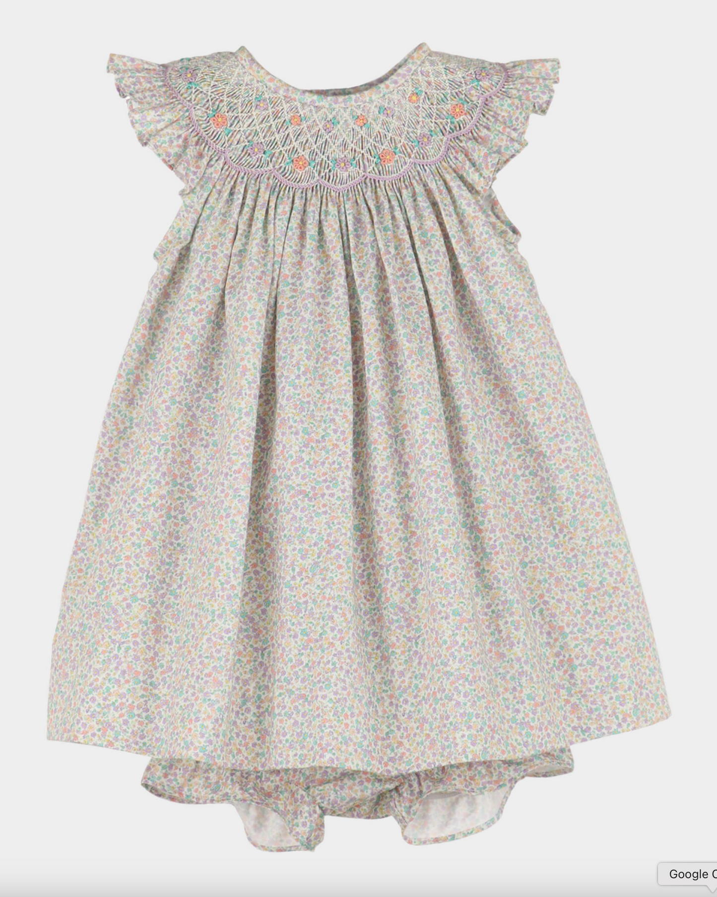 Floral Print Smock Bishop - Lilac