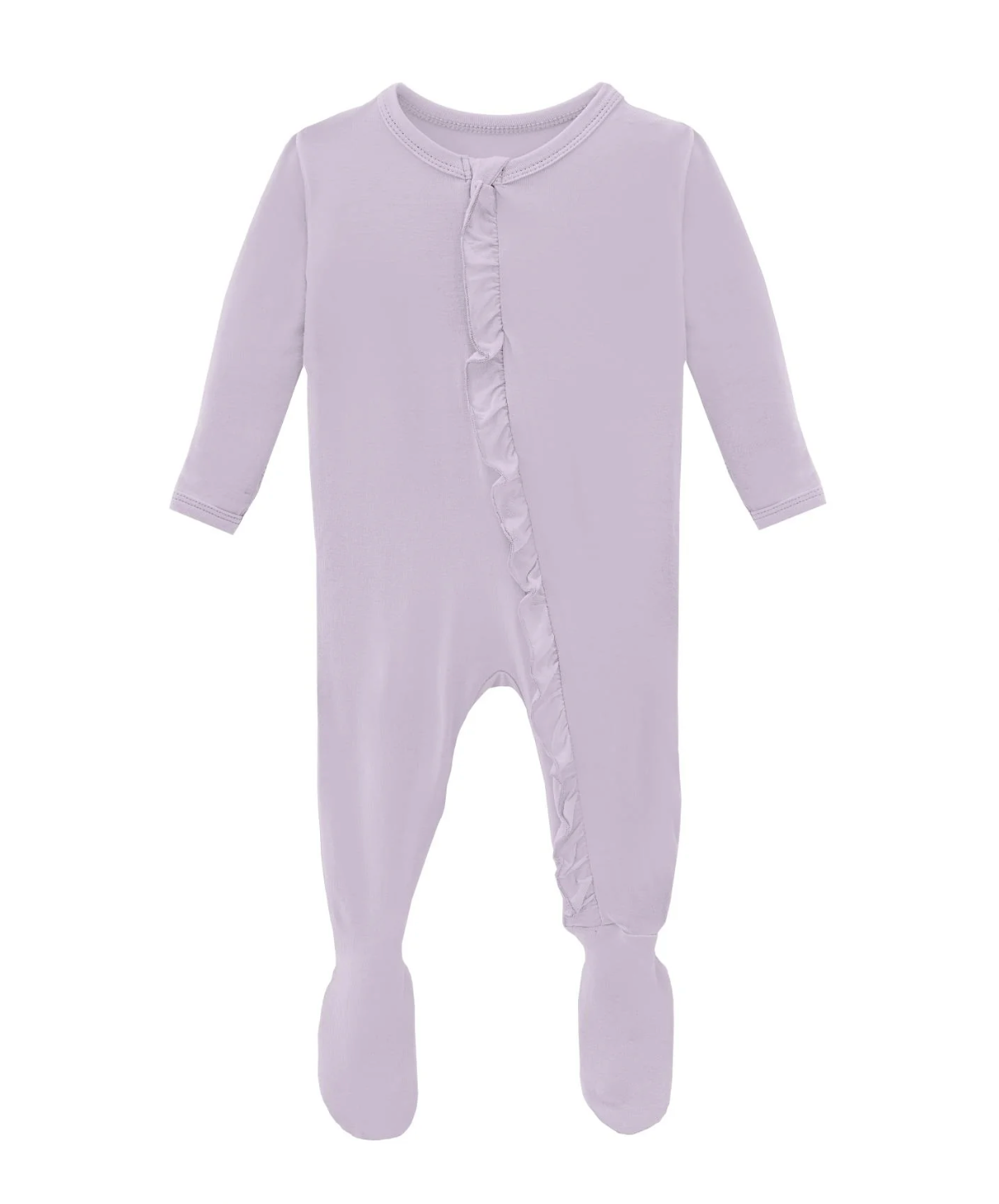 Layette Ruffle Zipper Footie - Thistle