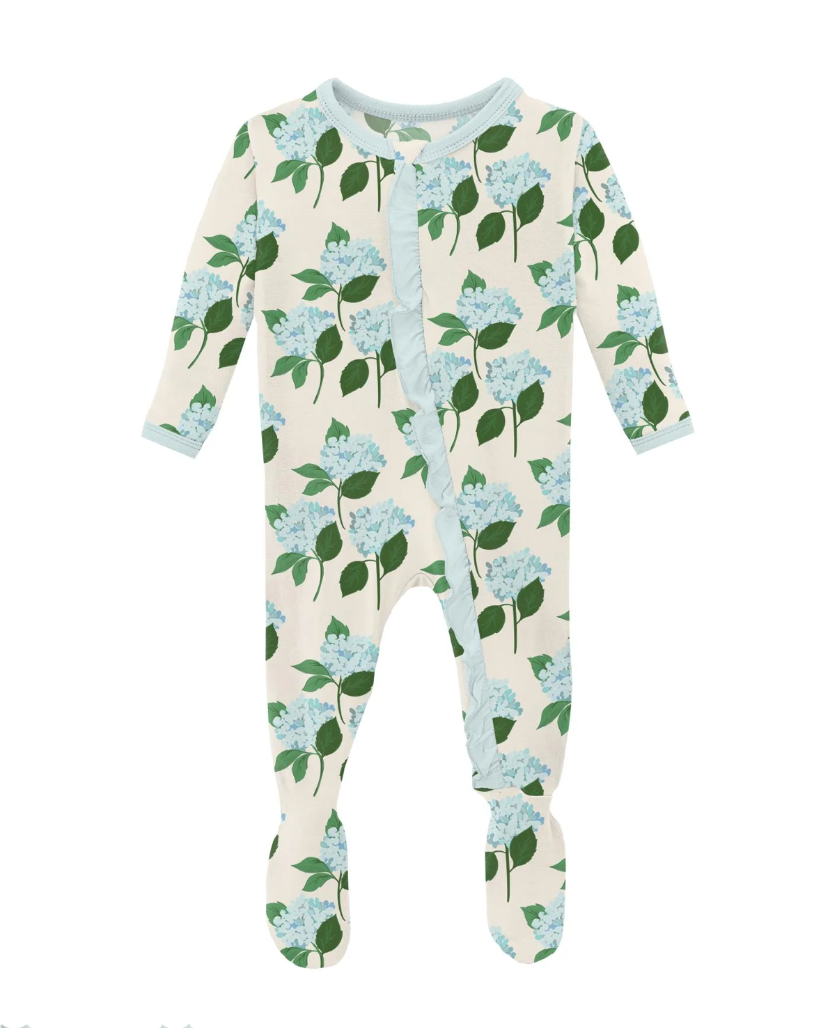 Layette Ruffle Zipper Footie - Hydrangea Bouquet