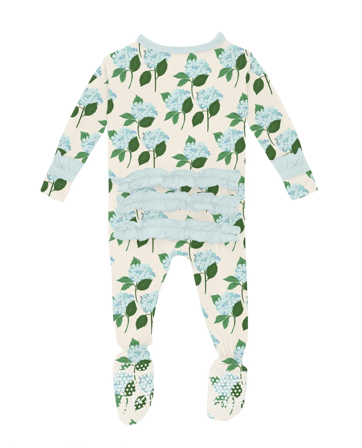Layette Ruffle Zipper Footie - Hydrangea Bouquet