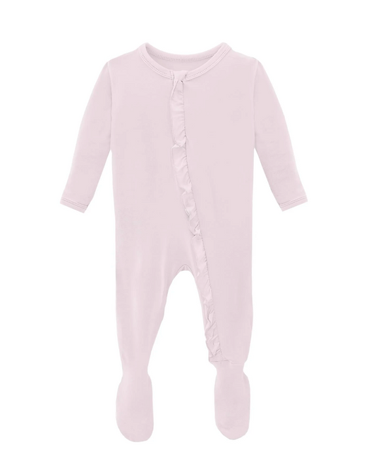 Ruffle Zip Footie - Shrinking Violet